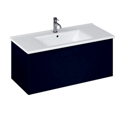 Single Drawer 1020mm Wall Hung Vanity Dark Blue With Ceramic Basin White Sink Price Comparisons | Compare The Build
