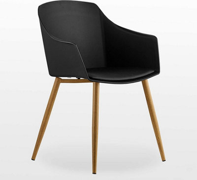 Single Eden Dining Chairs with Leather Cushions - Dining Armchair Black