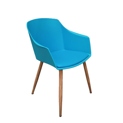 Single Eden Dining Chairs with Leather Cushions - Dining Armchair Blue