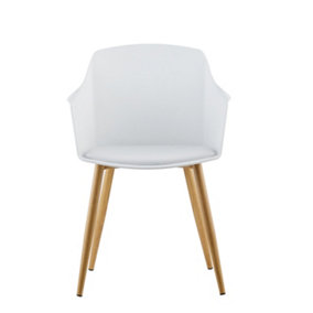 Single Eden Dining Chairs with Leather Cushions Dining Armchair White