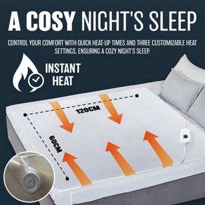 Single Electric Blanket 60Cm X 120Cm Under Bed Warm Night Machine Washable Heated Automatic Overheat Protection - 3