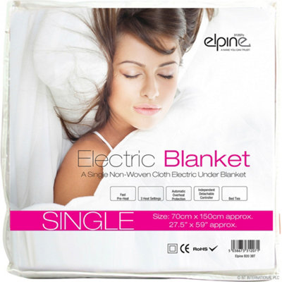 Single Electric Blanket 70Cm X 150Cm Under Bed Warm Night Machine Washable Heated 3 Heat Settings One Control Overheat Protection - 4