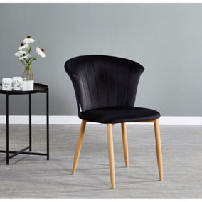 Single Elsa Velvet Dining Chairs Upholstered Dining Room Chairs, Black