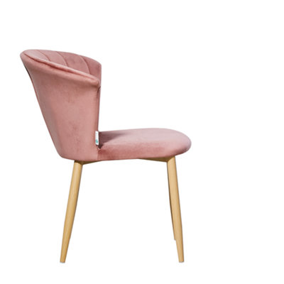 Single Elsa Velvet Dining Chairs Upholstered Dining Room Chairs, Pink