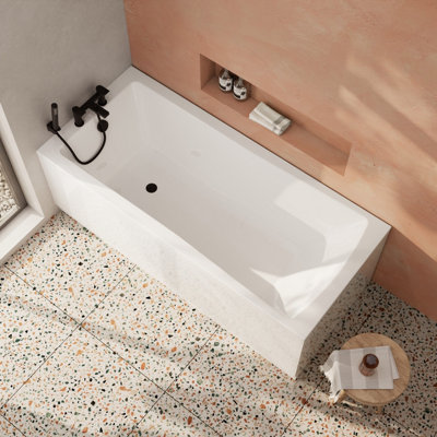 Single Ended Straight Shower Bath with Leg Set - 1700mm x 700mm
