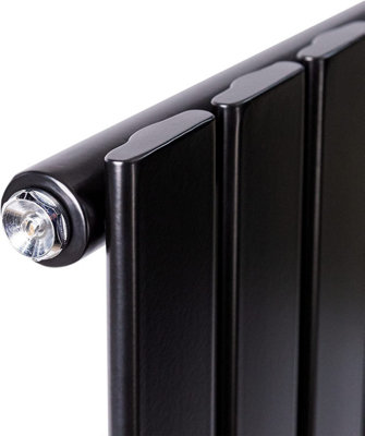 Single Flat Panel Vertical Column Radiator 1600x408 mm Black by MCC Direct