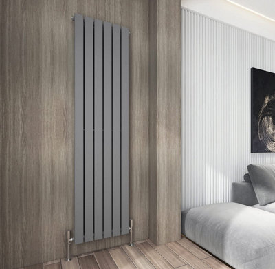 Single Flat Panel Vertical Column Radiator 1800x408 mm Anthracite by MCC Direct