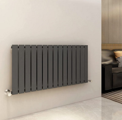 Single Flat Panel Vertical Column Radiator 600x1020 mm Anthracite by MCC Direct