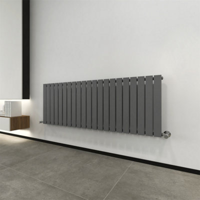Single Flat Panel Vertical Column Radiator 600x1428 mm Anthracite by MCC Direct