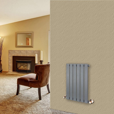 Single Flat Panel Vertical Column Radiator 600x408 mm Anthracite by MCC Direct