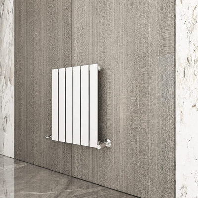 Single Flat Panel Vertical Column Radiator 600x408 mm White by MCC Direct
