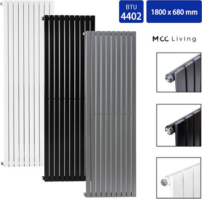 Single Flat Panel Vertical Column Radiator (H)1800mm by MCC Direct