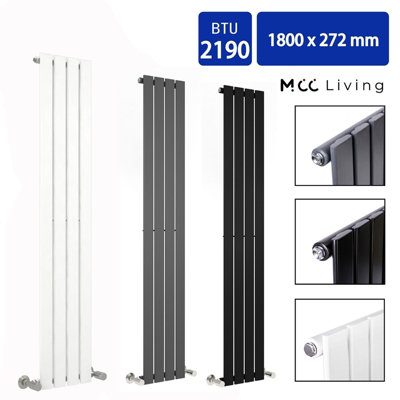 Single Flat Panel Vertical Column Radiator (H)1800mm by MCC Direct