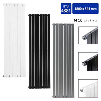 Single Flat Panel Vertical Column Radiator (H)1800mm by MCC Direct
