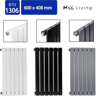 Single Flat Panel Vertical Column Radiator (H)600mm by MCC Direct