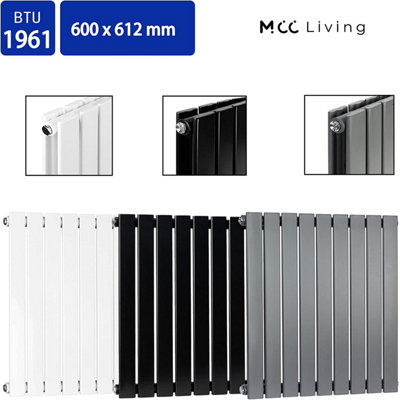 Single Flat Panel Vertical Column Radiator (H)600mm by MCC Direct