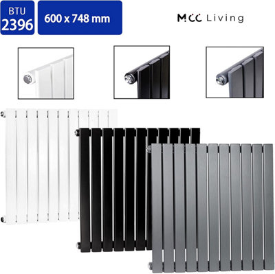 SINGLE FLAT PANEL VERTICAL COLUMN RADIATOR (H)600MM BY MCC DIRECT