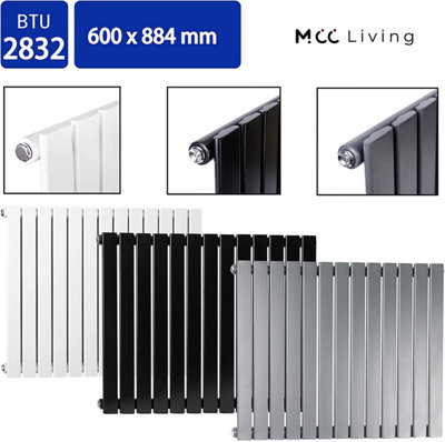 Single Flat Panel Vertical Column Radiator (H)600mm by MCC Direct