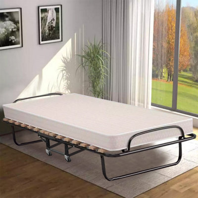 Single Folding Guest Bed with Memory Foam Mattress, Sturdy Steel Frame ...