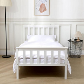 Single Frame Pine Wood Bed - White