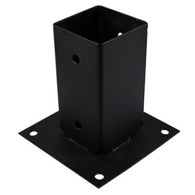 Single Heavy Duty Black Bolt Down Post Support - Pergola Post Anchor ...