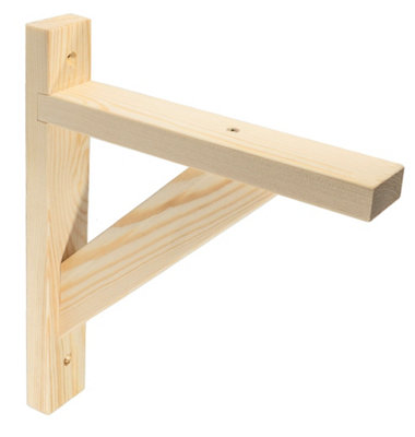 Single Heavy Duty Natural Pine Wooden Shelf Bracket Timber Shelf Bracket 215x260mm