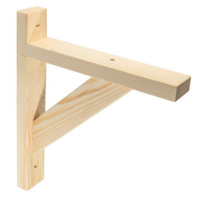 Single Heavy Duty Natural Pine Wooden Shelf Bracket Timber Shelf Bracket 215x260mm