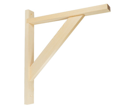 Single Heavy Duty Natural Pine Wooden Shelf Bracket Timber Shelf Bracket 380x425mm