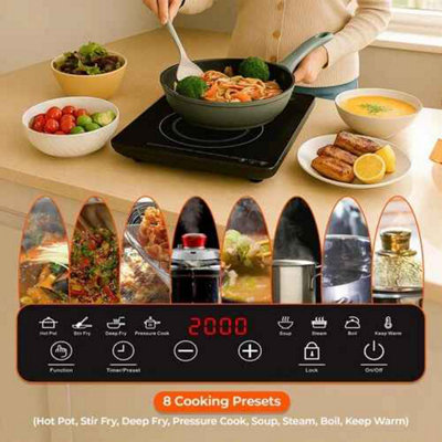 Single Induction Hob 2000W Glass Touch Control Timer Ultra Thin ...