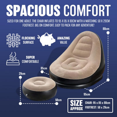 Single Inflatable Air Sofa Chair & Footrest Outdoor Camping Relax ...