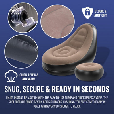 Single Inflatable Air Sofa Chair & Footrest Outdoor Camping Relax ...