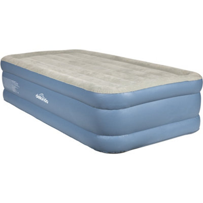 Single Inflatable High Raised Air Bed & In-Built Pump - Home Camping Mattress