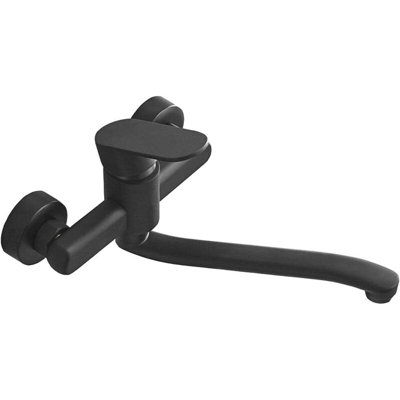 Single lever kitchen faucet wall mounted high quality brass body black ...