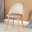 Single Lucia Velvet Dining Chairs Upholstered Dining Room Chairs, Beige