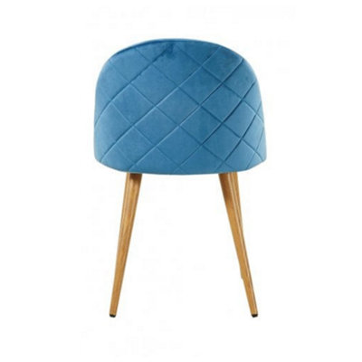 Single Lucia Velvet Dining Chairs Upholstered Dining Room Chairs, Blue