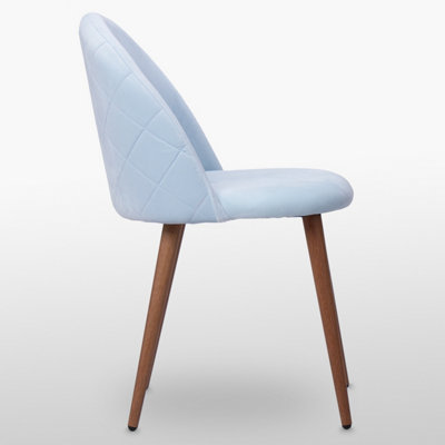 Single Lucia Velvet Dining Chairs Upholstered Dining Room Chairs, Duck Egg Blue