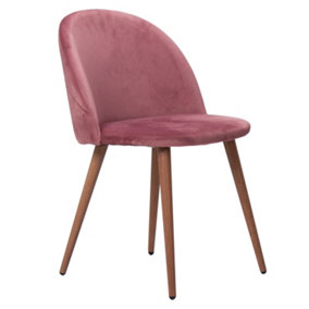 Single Lucia Velvet Dining Chairs Upholstered Dining Room Chairs, Rose