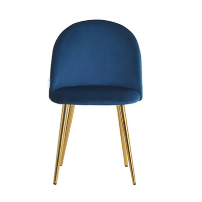 Single Lucia Velvet Dining Chairs Upholstered Dining Room Chairs, Royal Blue