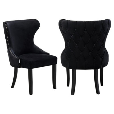 Single Mayfair Velvet Dining Chair Upholstered Dining Room Chairs, Black