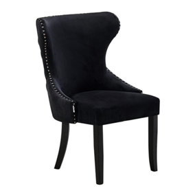Single Mayfair Velvet Dining Chair Upholstered Dining Room Chairs, Black