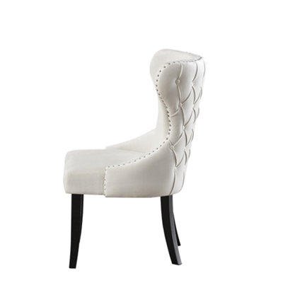 Single Mayfair Velvet Dining Chair Upholstered Dining Room Chairs, Cream