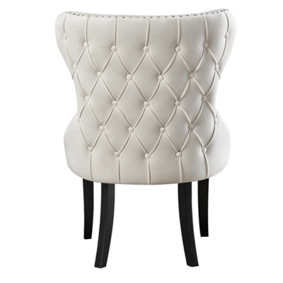 Single Mayfair Velvet Dining Chair Upholstered Dining Room Chairs, Cream