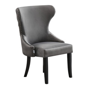Single Mayfair Velvet Dining Chair Upholstered Dining Room Chairs, Dark Grey