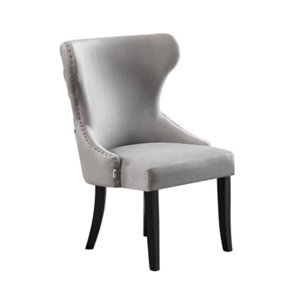 Single Mayfair Velvet Dining Chair Upholstered Dining Room Chairs, Grey