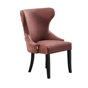 Single Mayfair Velvet Dining Chair Upholstered Dining Room Chairs, Pink