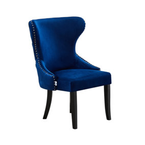 Single Mayfair Velvet Dining Chair Upholstered Dining Room Chairs, Royal Blue