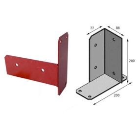 Single Metal Square Timber To Wall Bracket Connector For Swings And Playhouses Red
