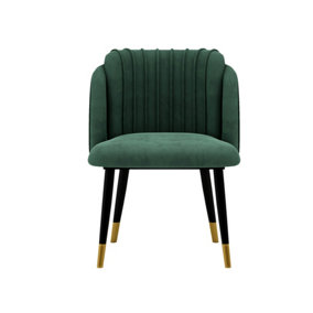 Single Milano Velvet Dining Chair Upholstered Dining Room Chair Green/Gold