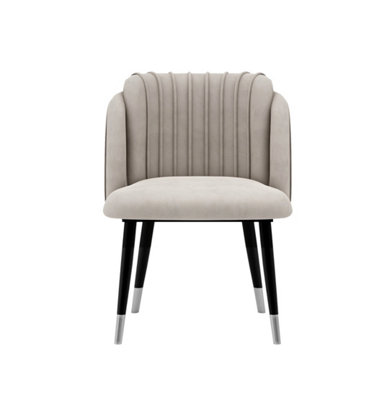 Single Milano Velvet Dining Chair Upholstered Dining Room Chair Grey/Silver