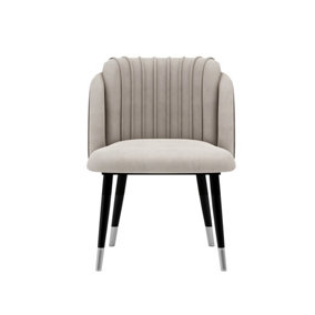 Single Milano Velvet Dining Chair Upholstered Dining Room Chair Grey/Silver